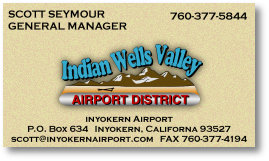 Scott Seymour, General Manager, Indian Wells Valley Airport District, 760-377-5844